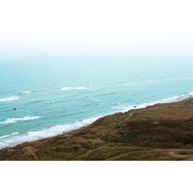 Küstenlandschaft, Dänemark, Wellen und Nebel